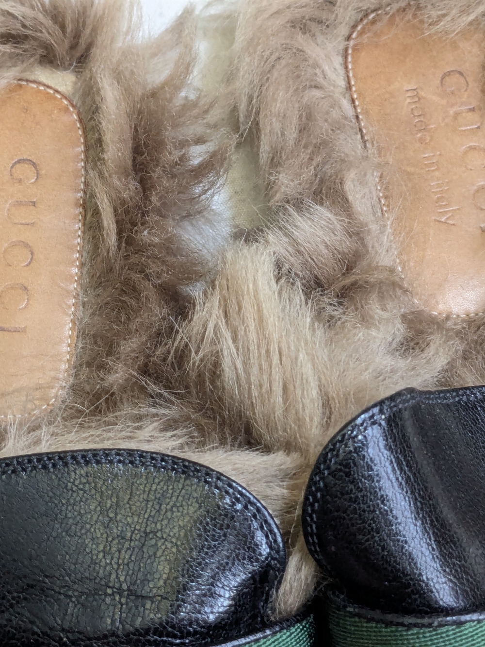 Gucci Black Leather Fur-Trim Princetown Mules with Red Skull Men US 7.5 - Picture 4 of 14